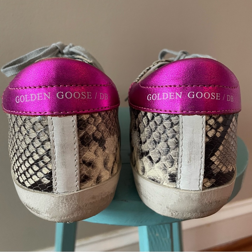 Golden Goose Superstar Grey Python with Metallic Fuschia Sneakers Women’s Sz 39 - Picture 6 of 12